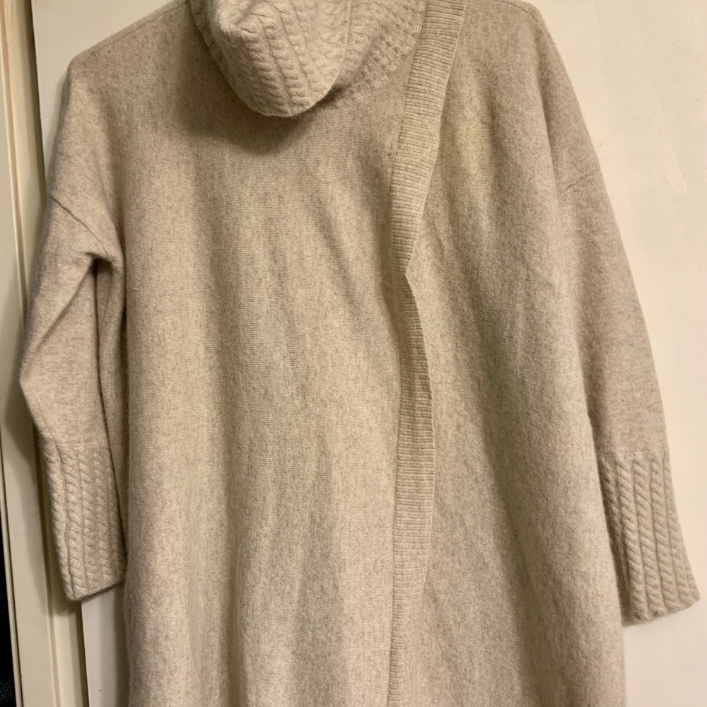 Saks Fifth Avenue Sweater Women's Size XS/S Oatmeal Cashmere Cowl Neck Crossover